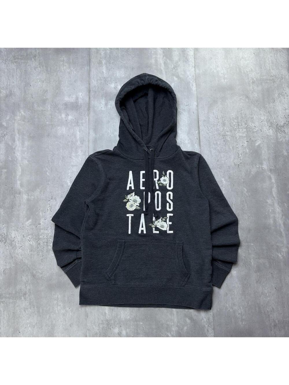 Y2K Gray Aeropostale Grunge Skater Floral Boxy Hoodie